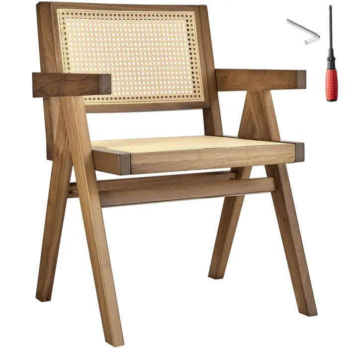 Fauteuil de salle à manger style bohème avec cannage viennois - Chêne clair