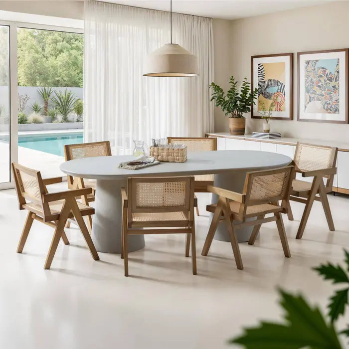 Fauteuil de salle à manger style bohème avec cannage viennois - Chêne clair