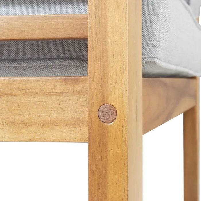 Fauteuil lounge de jardin en bois d'acacia avec coussins - Marron