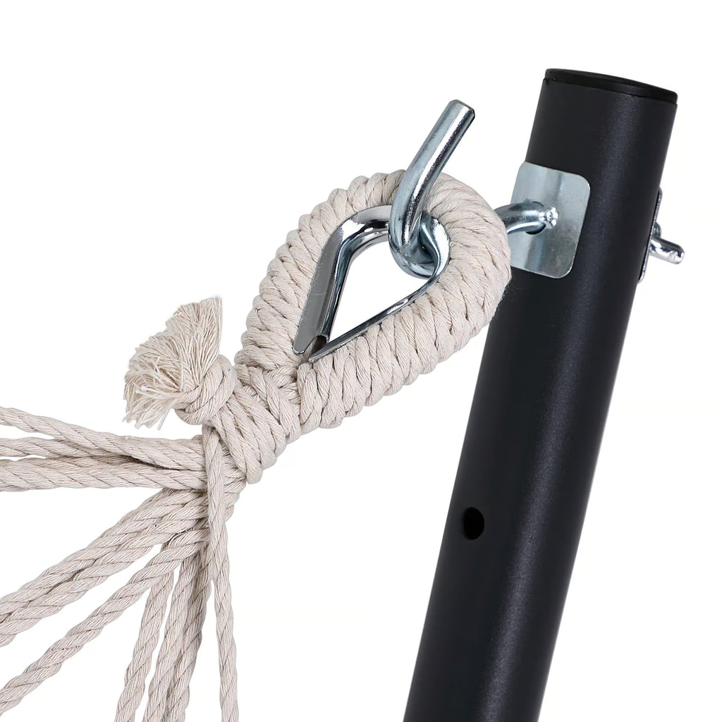 Hamac sur Pied 200cm Vert Rayé - Cadre Métal Autoportant