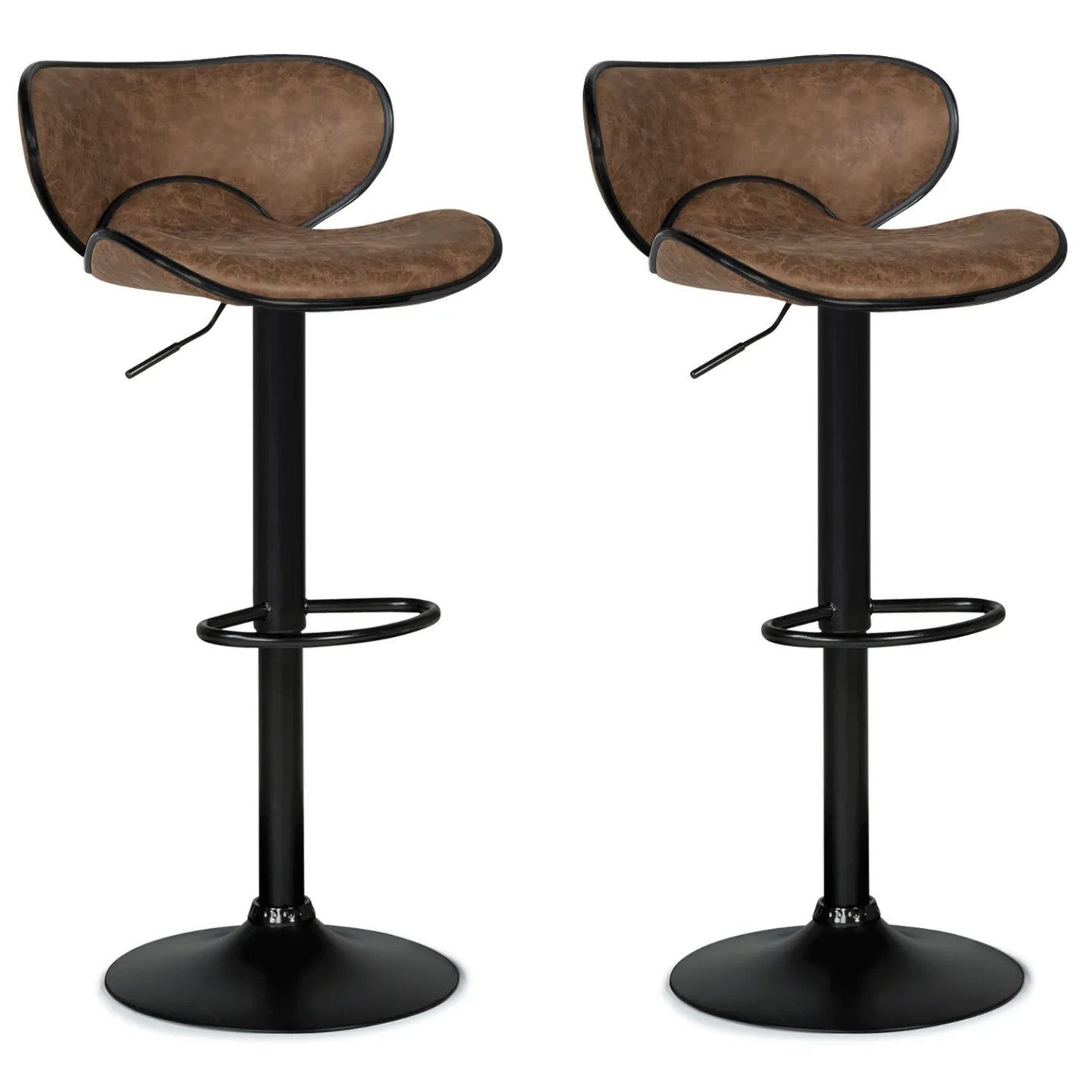 Lot de 2 Tabourets de Bar Vintage Marron Réglables 79 à 99 cm