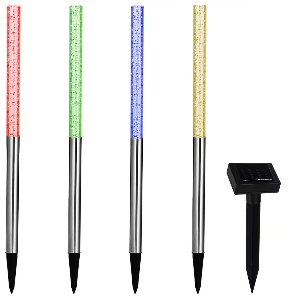 Lot 4 Lampes Solaires LED Colorées - Déco Jardin Sans Fil