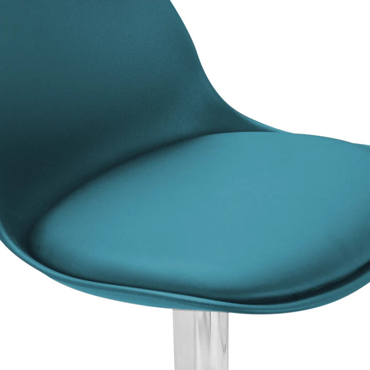 Lot de 2 Tabourets de Bar Réglables Bleu Canard avec Dossier Pivotant