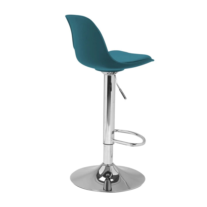 Lot de 2 Tabourets de Bar Réglables Bleu Canard avec Dossier Pivotant