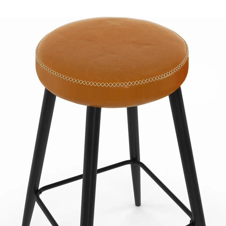 Lot de 2 Tabourets de Bar Effet Cuir Marron