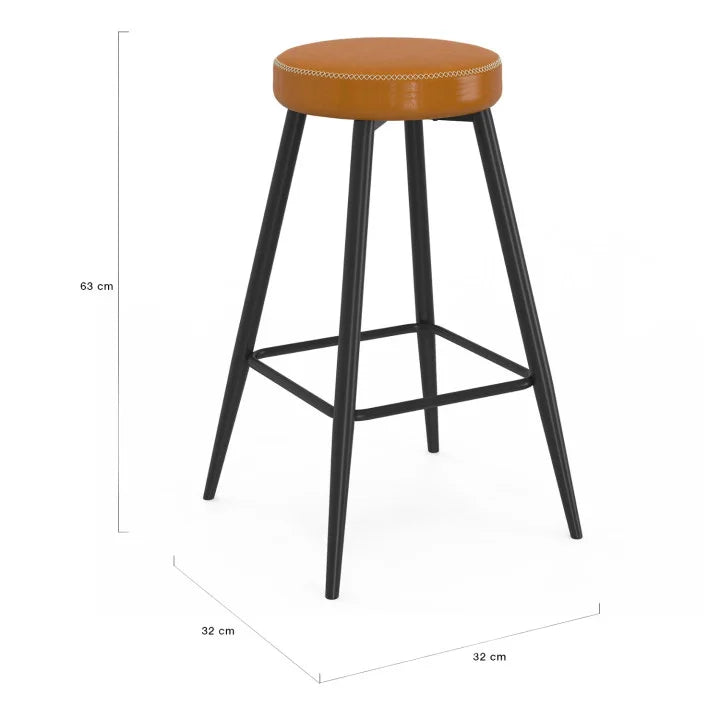 Lot de 2 Tabourets de Bar Effet Cuir Marron