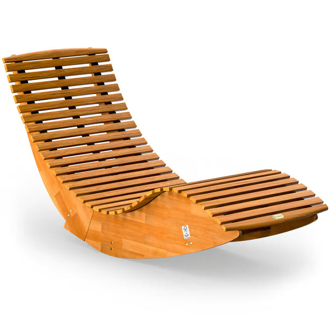 Chaise Longue à Bascule Pliable en Bois – Transat de Jardin Confortable