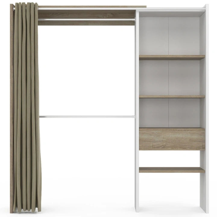 Dressing Extensible avec Rideau - Double Penderie et Étagères