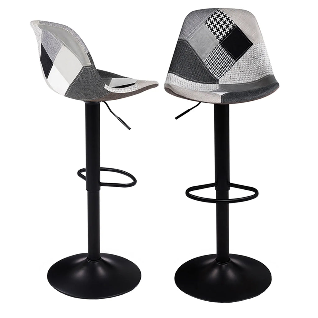 Lot de 2 Tabourets de Bar Réglables Patchwork
