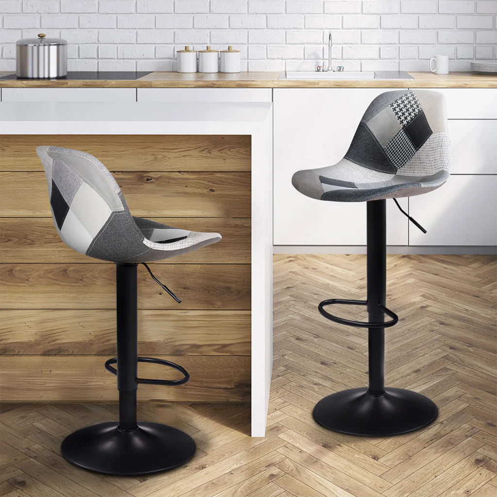 Lot de 2 Tabourets de Bar Réglables Patchwork