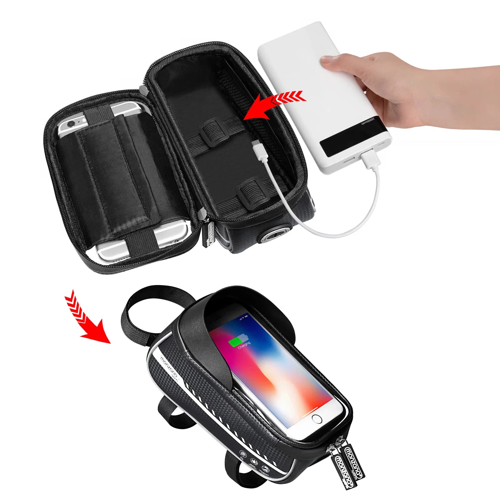 Sacoche de cadre vélo imperméable - Support smartphone