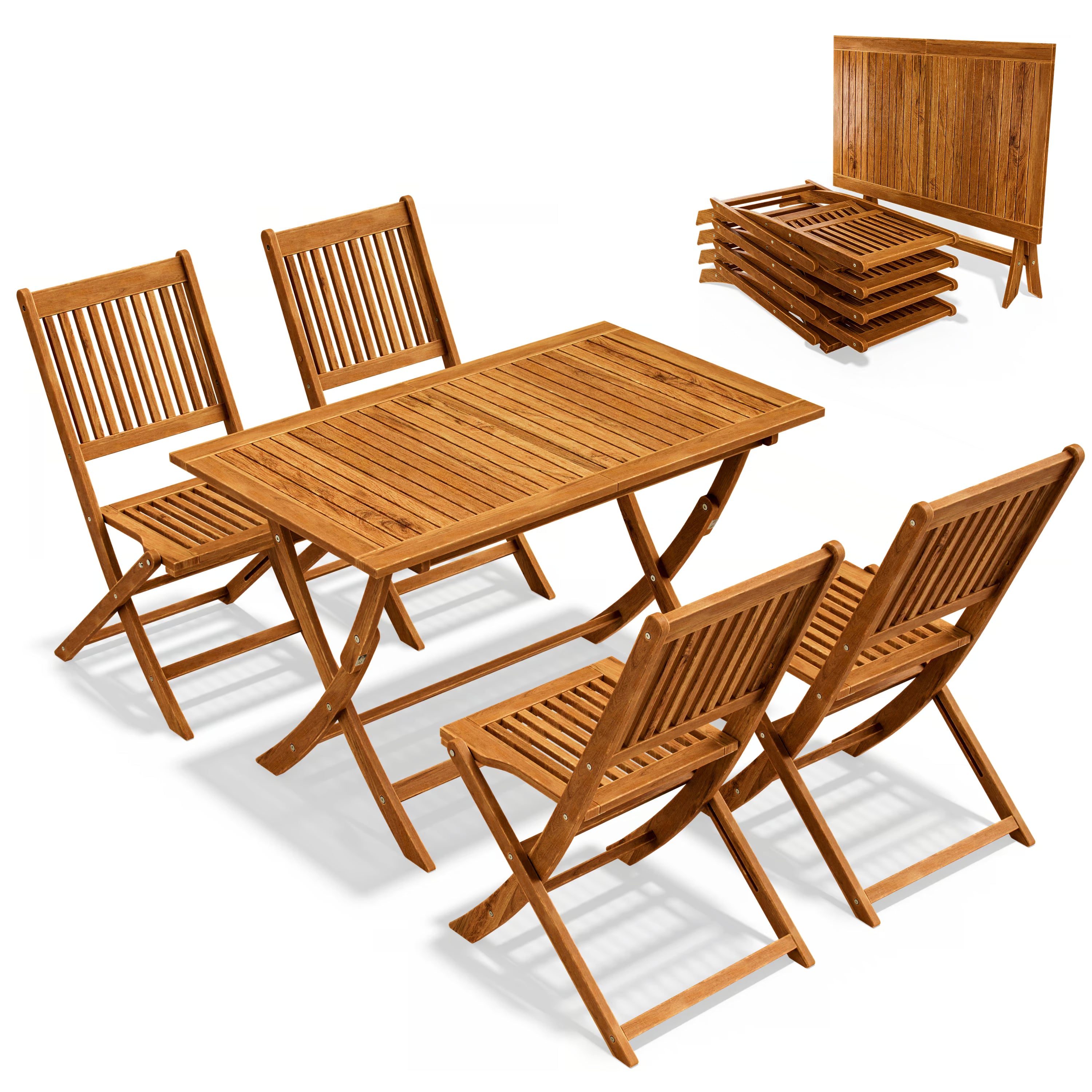 Salon de Jardin Bois FSC 4 Places - Table