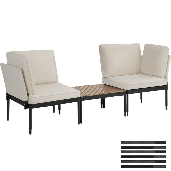 Ensemble de salon de jardin modulable 5-en-1 en aluminium - Anthracite/Gris