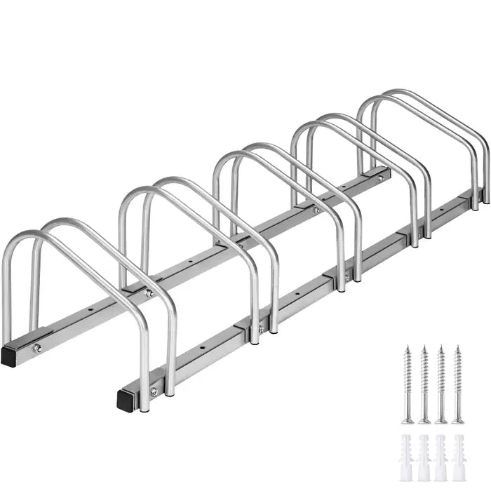 Support mural ou sol pour 5 vélos en acier - Argent