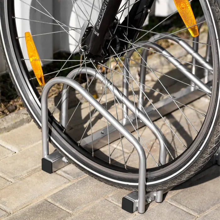 Support mural ou sol pour 5 vélos en acier - Argent
