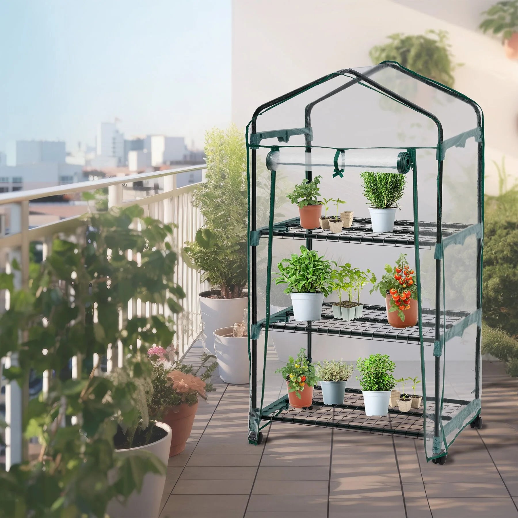 Mini Serre de Balcon 3 Étagères - 133 cm