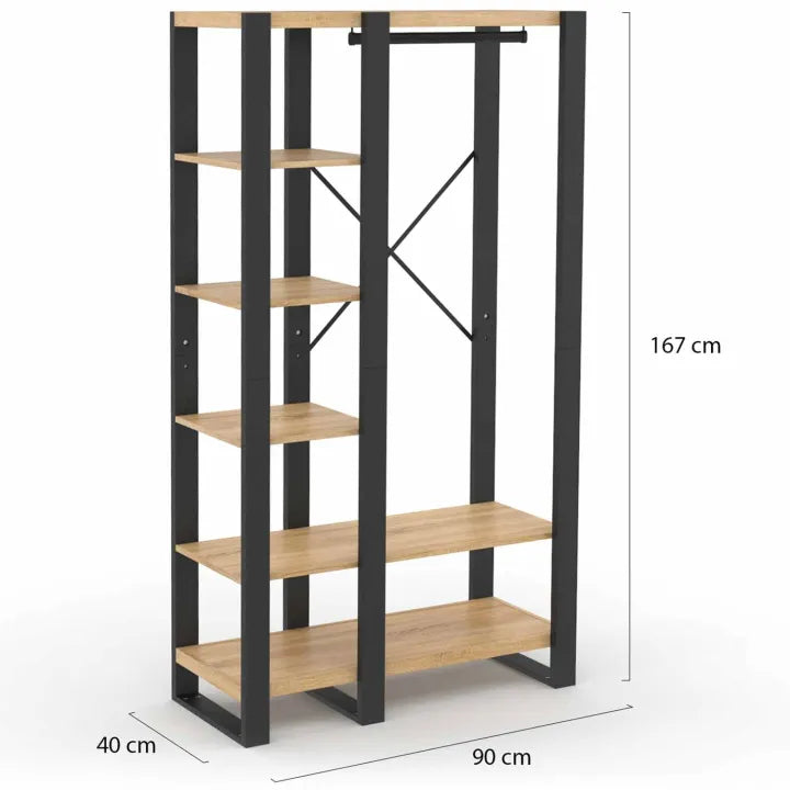 Dressing avec Penderie et Étagères 90 cm