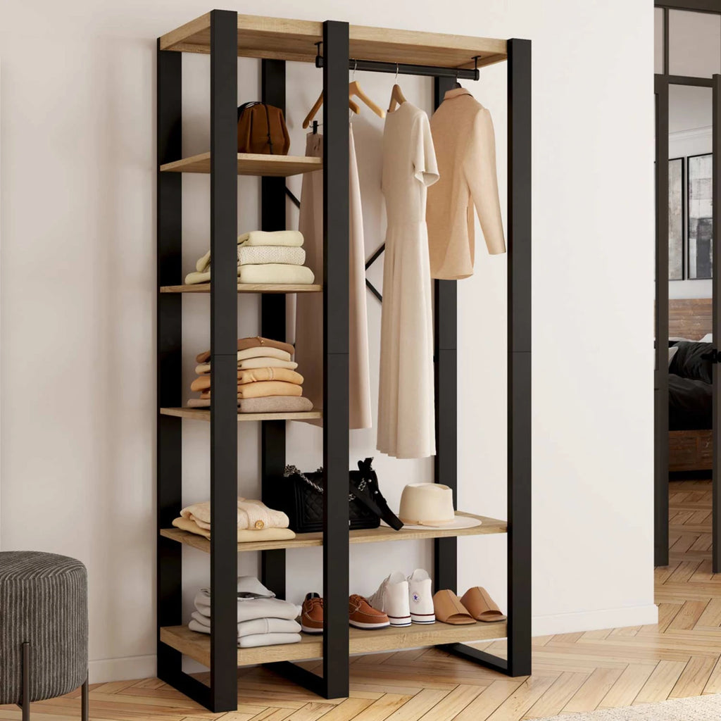 Dressing avec Penderie et Étagères 90 cm
