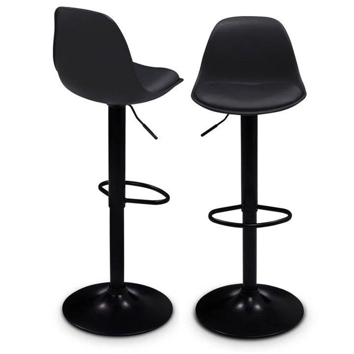 Lot de 2 Tabourets de Bar Réglables Noirs avec Dossier Pivotant