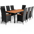 Salon Lounge Poly-Rotin 9 Pièces Noir - Modulable Rio