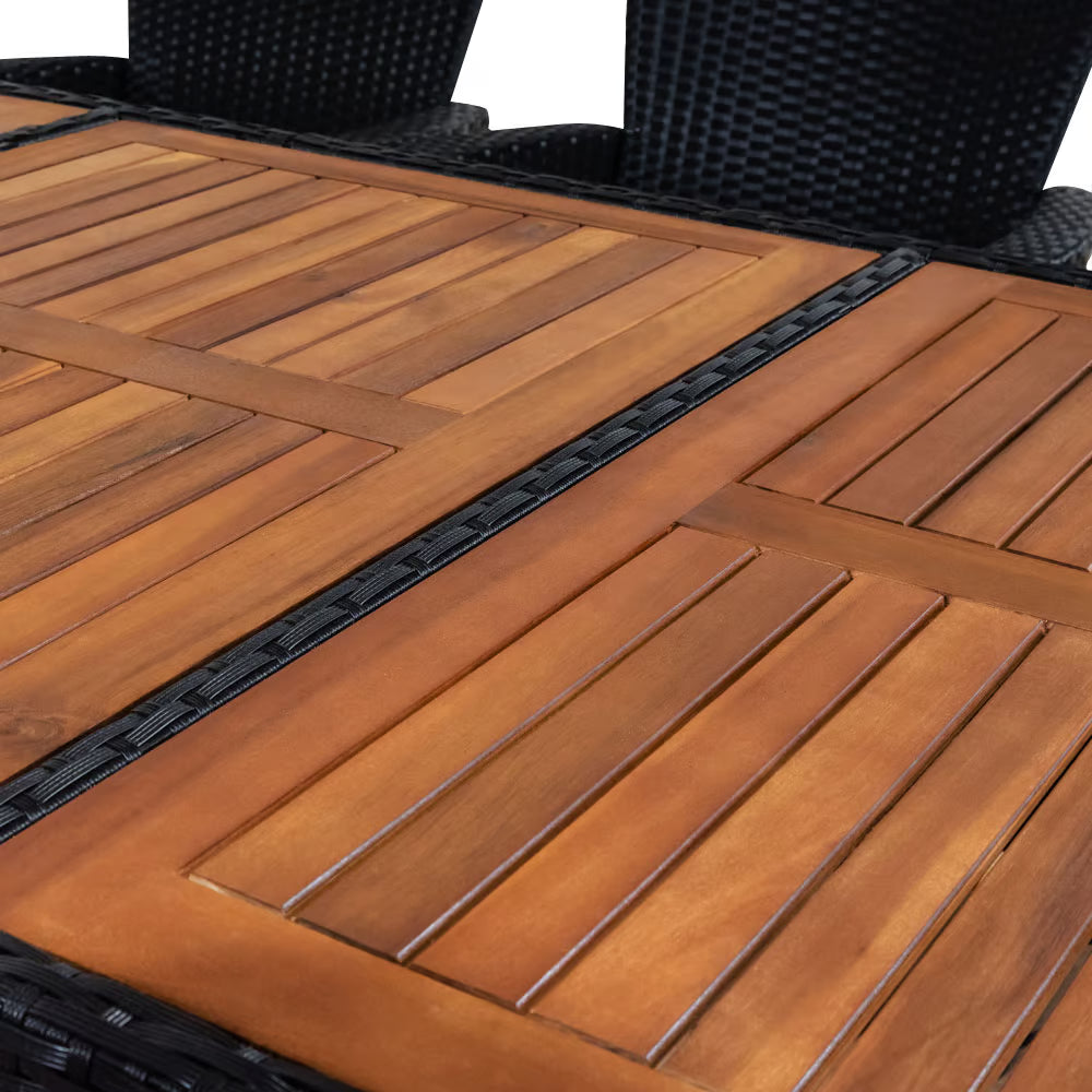 Salon Lounge Poly-Rotin 9 Pièces Noir - Modulable Rio