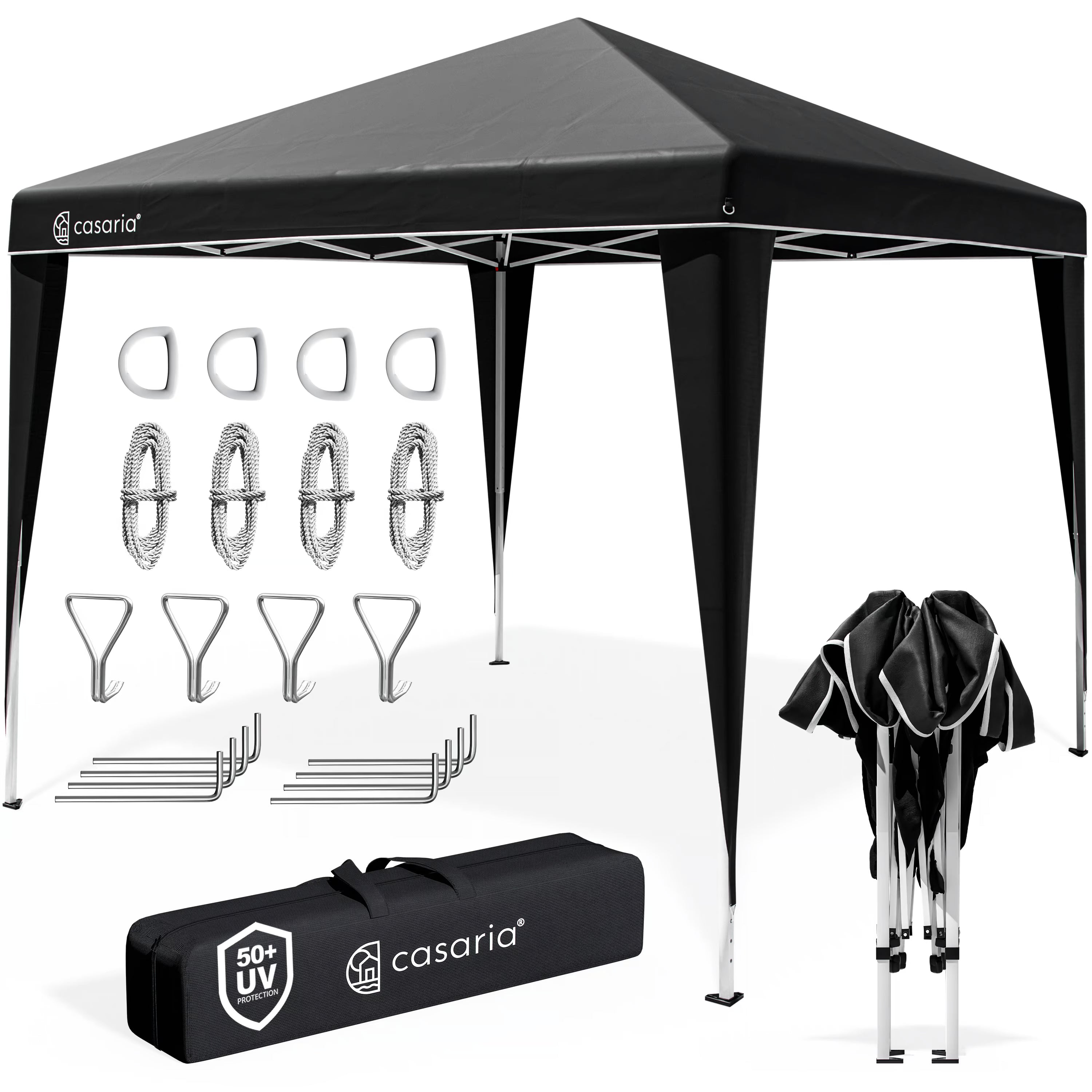 Tonnelle Pop-Up 3x3m Noire - Montage Sans Outil, Toit Imperméable