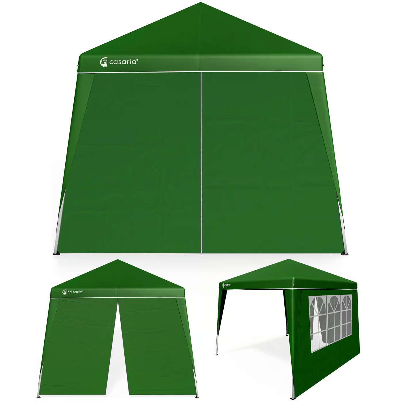 Tonnelle 3x3m Verte avec 4 Côtés Fermés - Abri Jardin