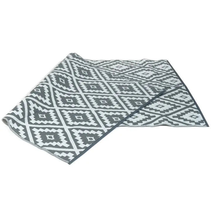 Tapis Extérieur 180 x 280 cm - Gris et Blanc