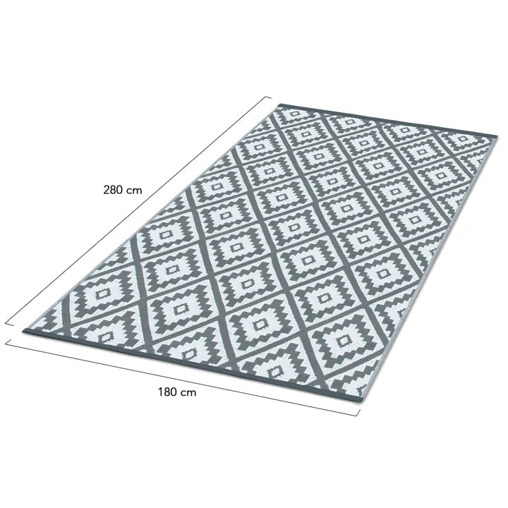 Tapis Extérieur 180 x 280 cm - Gris et Blanc
