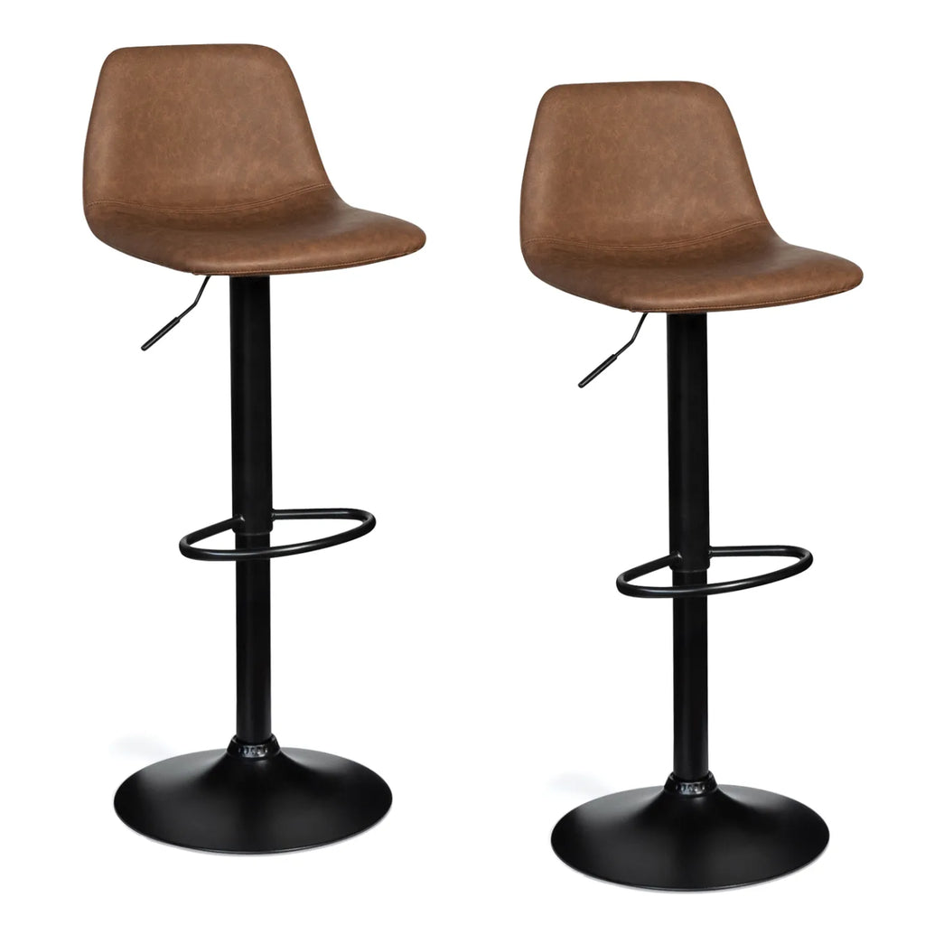 Lot de 2 Tabourets de Bar Marron Vintage Réglables
