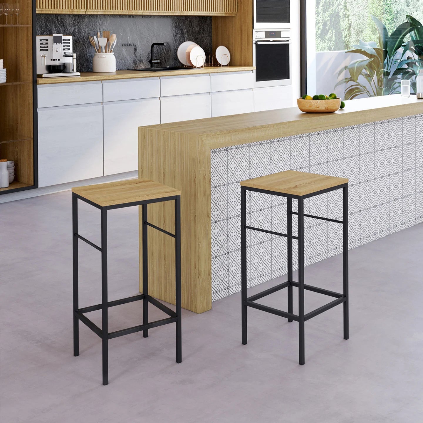 Lot de 2 Tabourets de Bar Industriels