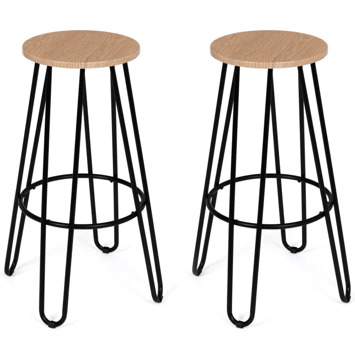 Lot de 2 Tabourets de Bar à Assise Ronde